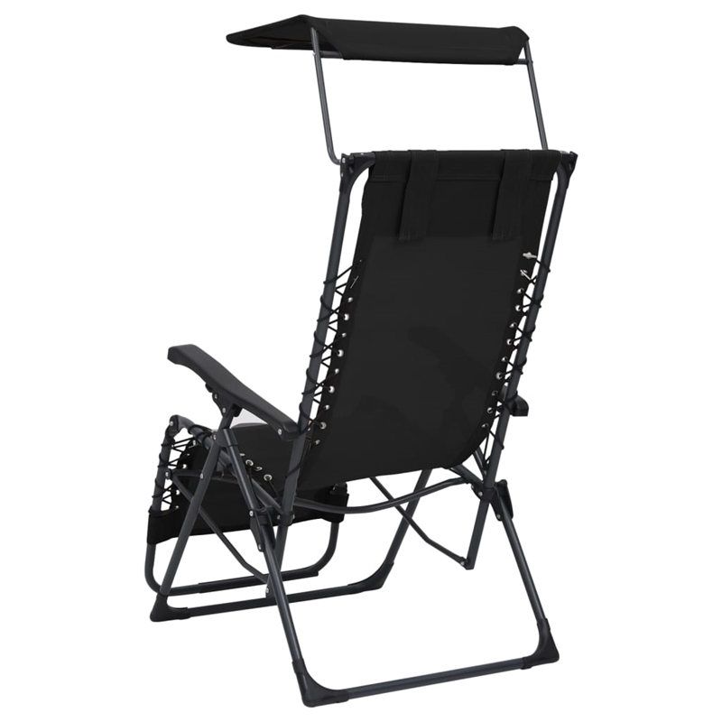 vidaXL Textilene Folding Deck Chair in Black