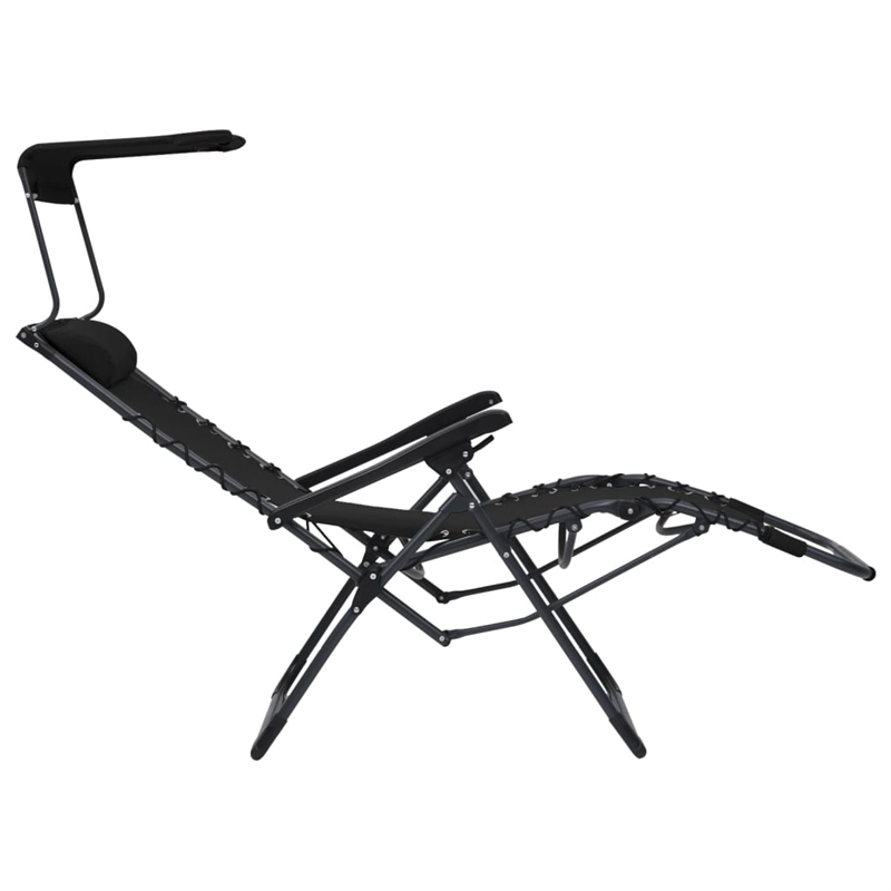 vidaXL Textilene Folding Deck Chair in Black