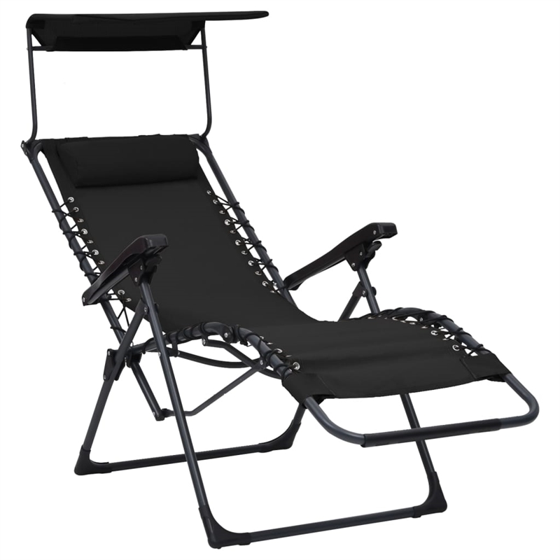 vidaXL Textilene Folding Deck Chair in Black