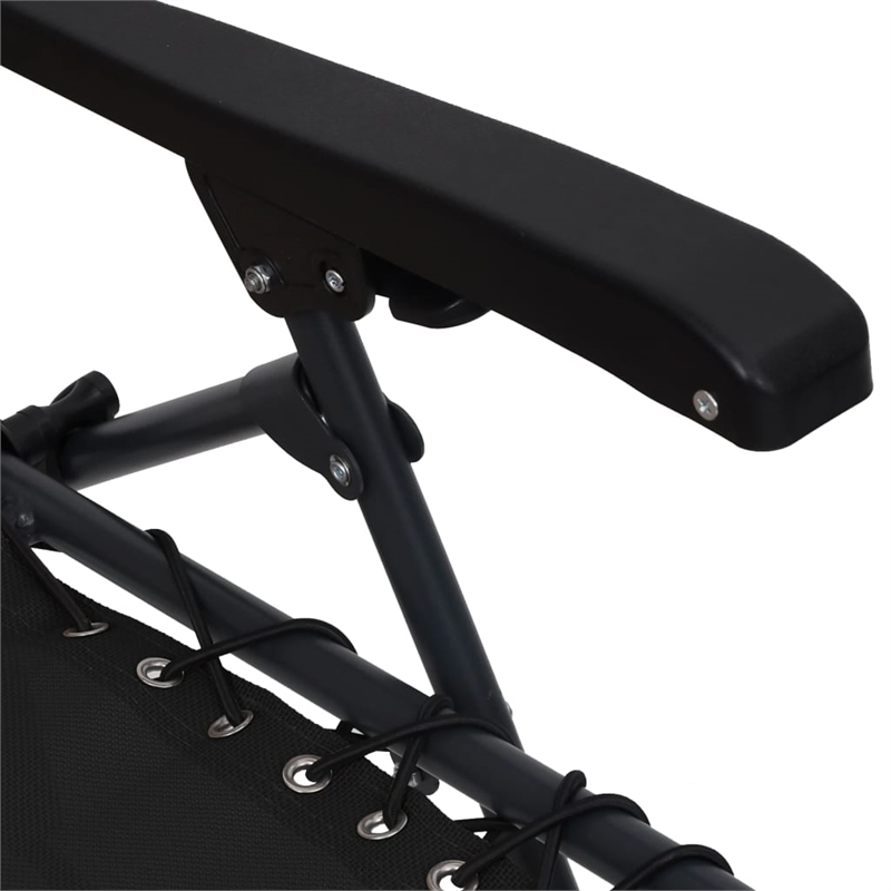 vidaXL Textilene Folding Deck Chair in Black