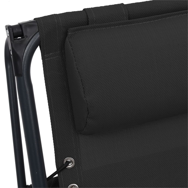vidaXL Textilene Folding Deck Chair in Black