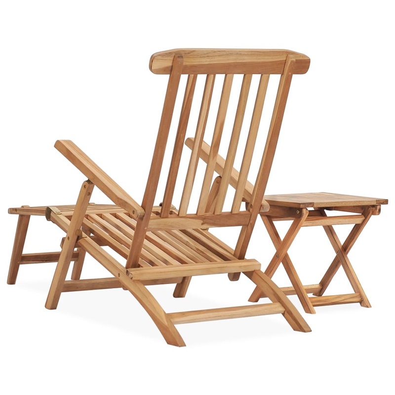 vidaXL Teak Wood Standard Foldable Deck Chair in Brown
