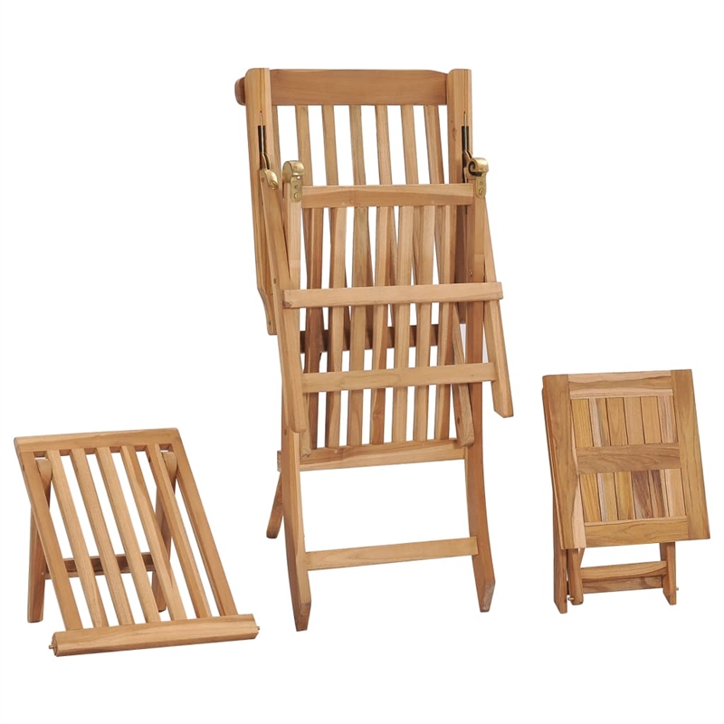 vidaXL Teak Wood Standard Foldable Deck Chair in Brown