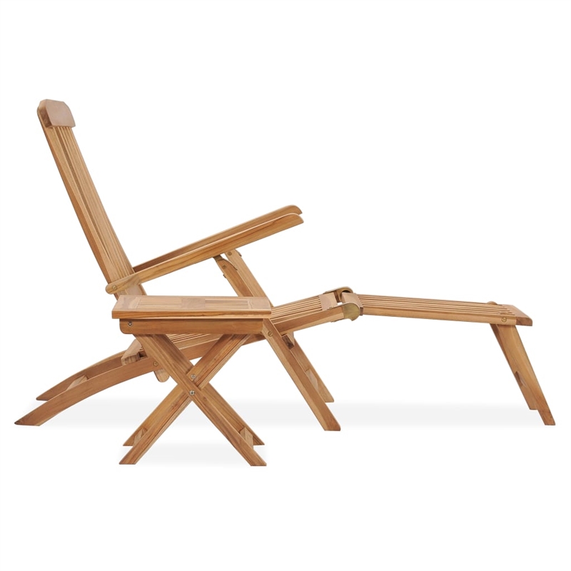 vidaXL Teak Wood Standard Foldable Deck Chair in Brown