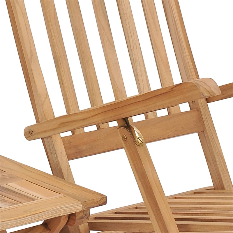 vidaXL Teak Wood Standard Foldable Deck Chair in Brown