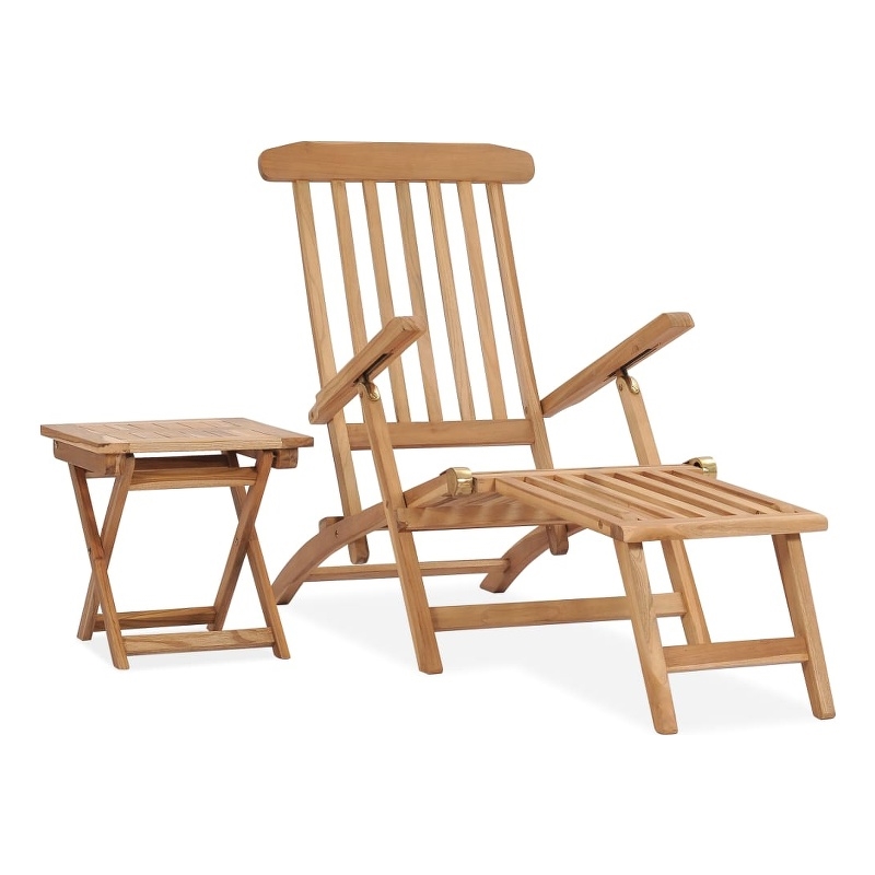 vidaXL Teak Wood Standard Foldable Deck Chair in Brown