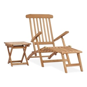 vidaXL Teak Wood Standard Foldable Deck Chair in Brown