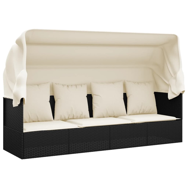 vidaXL Outdoor Lounge Bed in Black/Cream/White