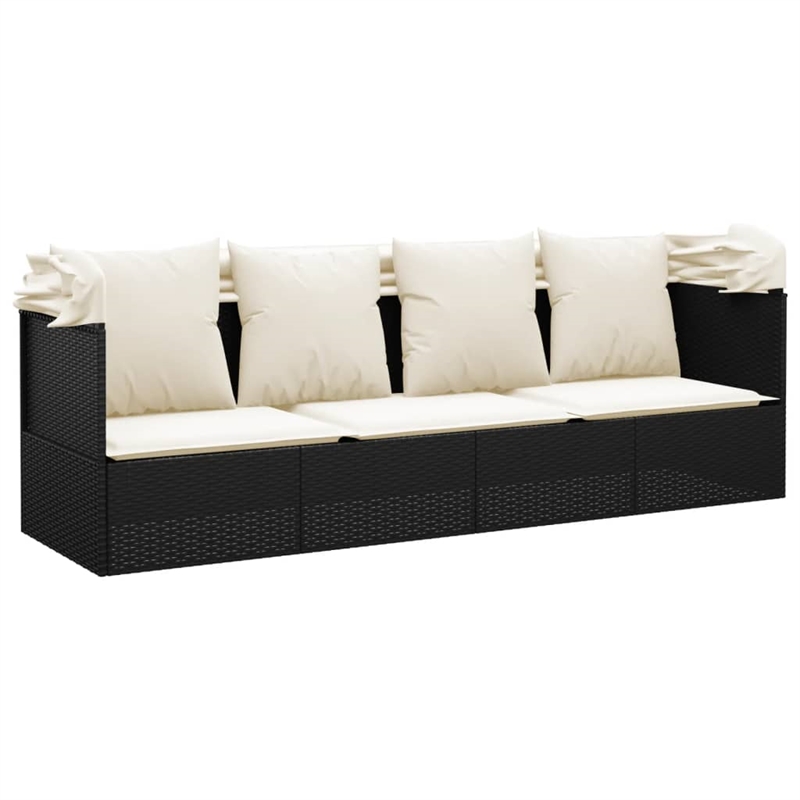 vidaXL Outdoor Lounge Bed in Black/Cream/White
