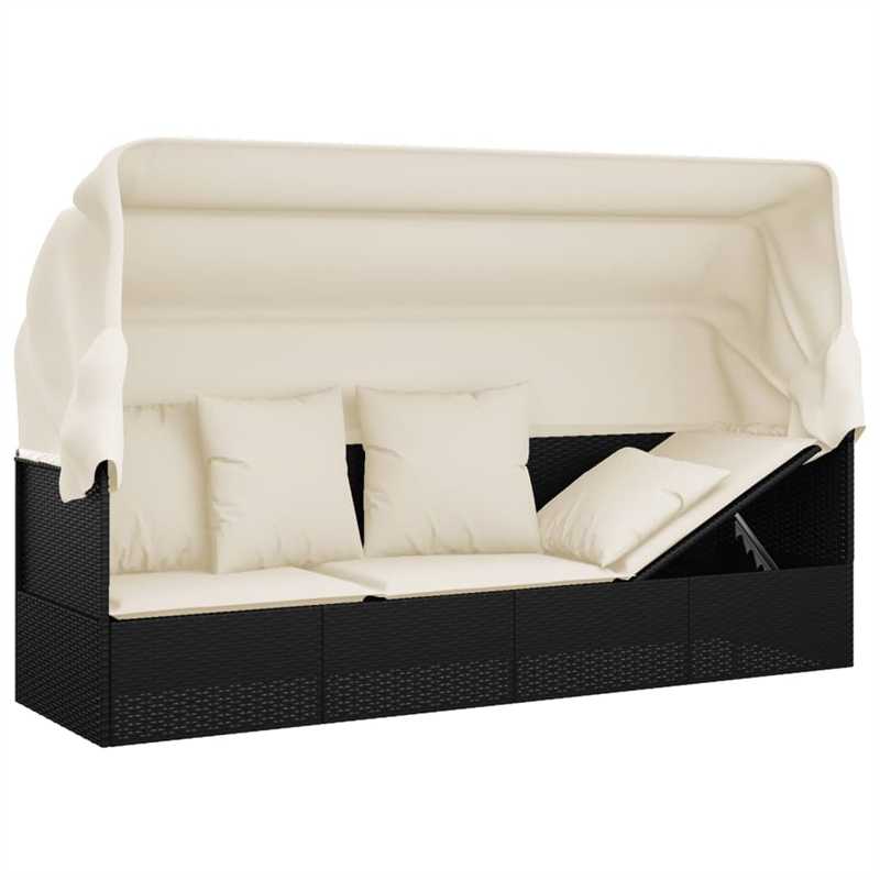 vidaXL Outdoor Lounge Bed in Black/Cream/White