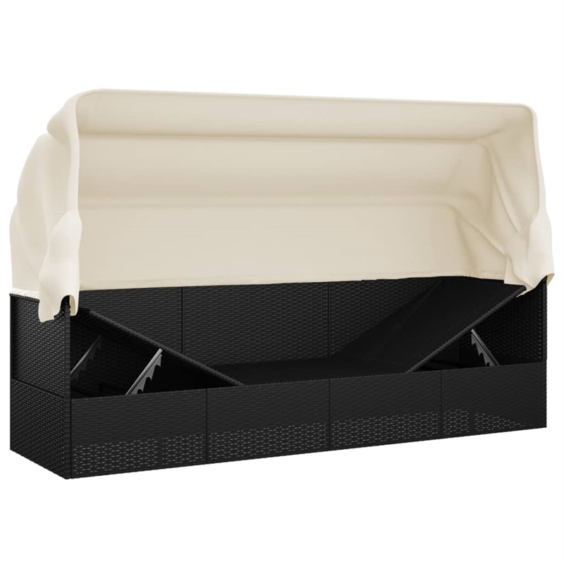 vidaXL Outdoor Lounge Bed in Black/Cream/White