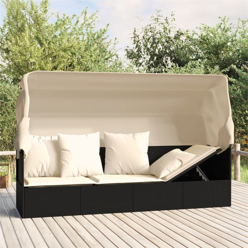 vidaXL Outdoor Lounge Bed in Black/Cream/White