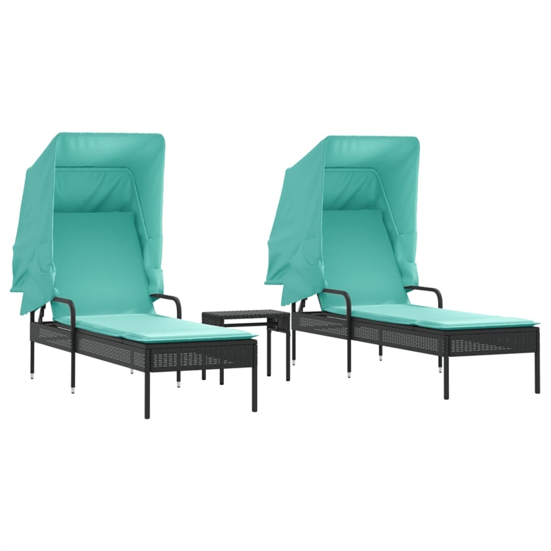 vidaXL Sun Lounger in Black/Turquoise