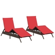 vidaXL PE Rattan Patio Sun Lounger w/ Adjustable Footrests in Brown