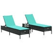 vidaXL Patio Sun Lounger in Black/Blue