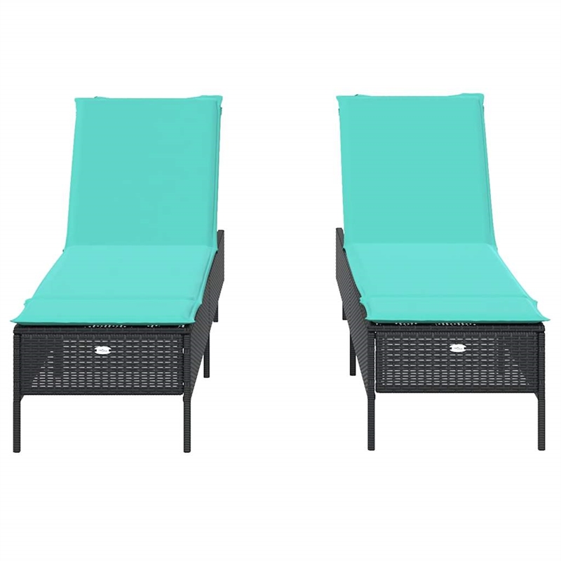 vidaXL Patio Sun Lounger in Black/Blue