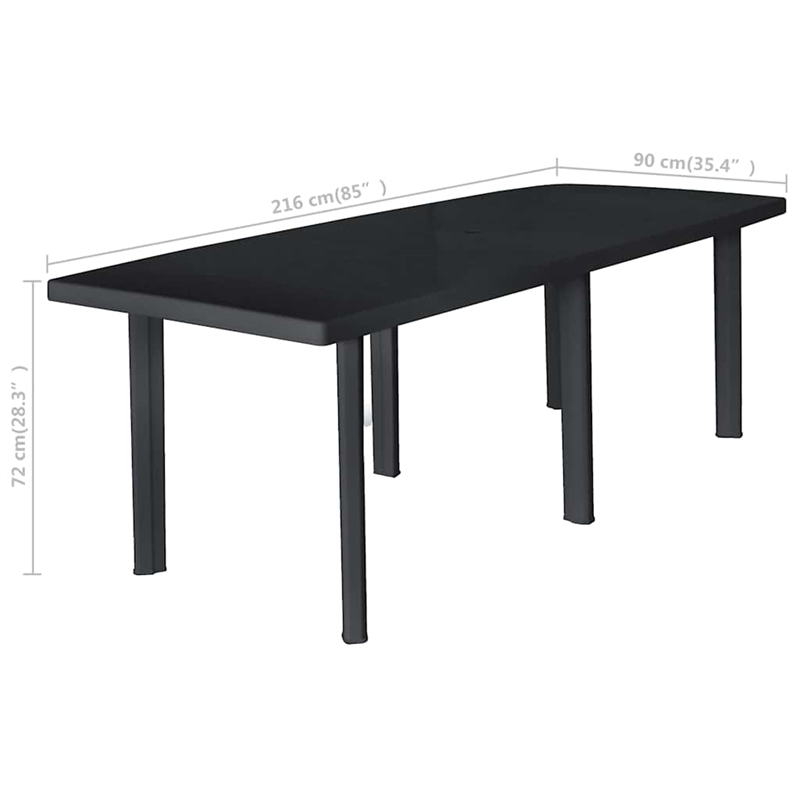 vidaXL Plastic Garden Dining Table in Anthracite/Gray