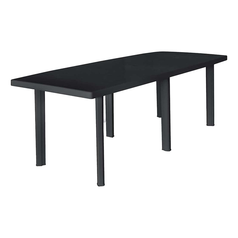 vidaXL Plastic Garden Dining Table in Anthracite/Gray