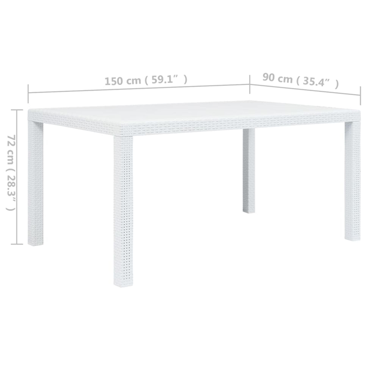 vidaXL Plastic Garden Dining Table in White
