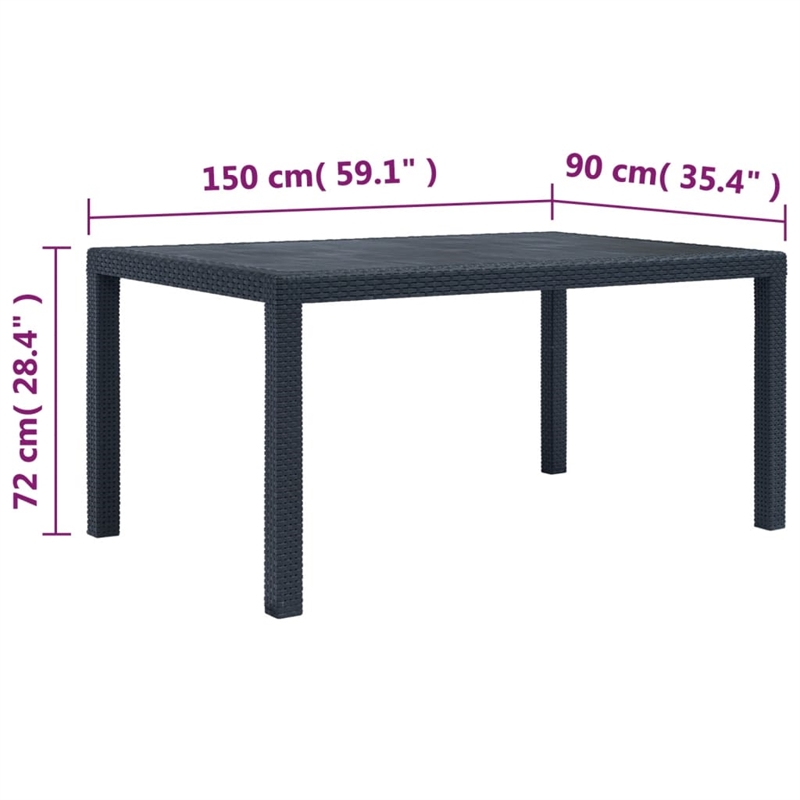 vidaXL Plastic Garden Dining Table in Anthracite/Gray