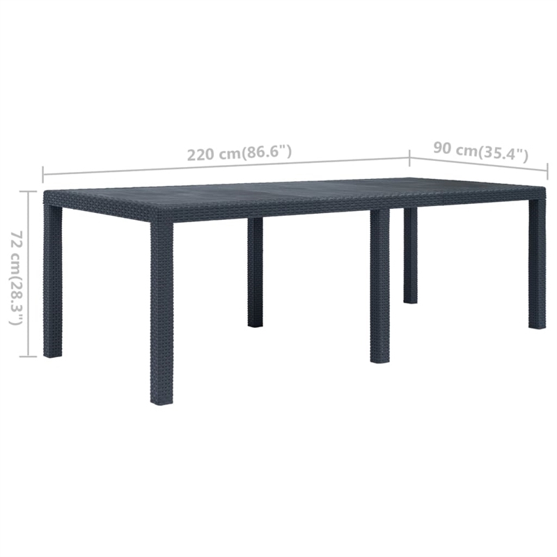 vidaXL Plastic Garden Dining Table in Anthracite/Gray