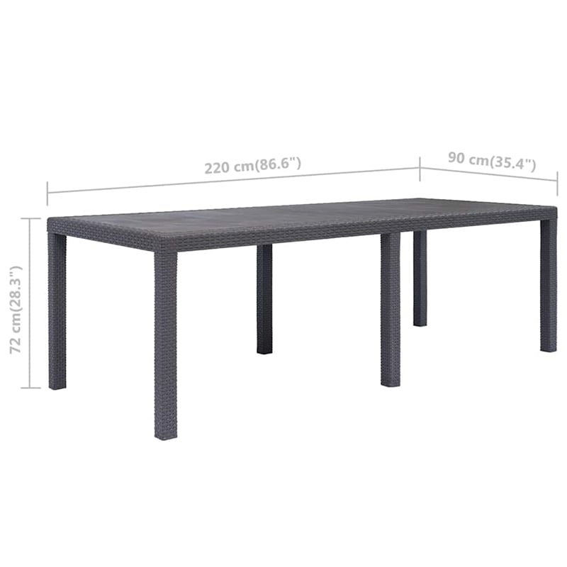 vidaXL Plastic Garden Dining Table in Brown