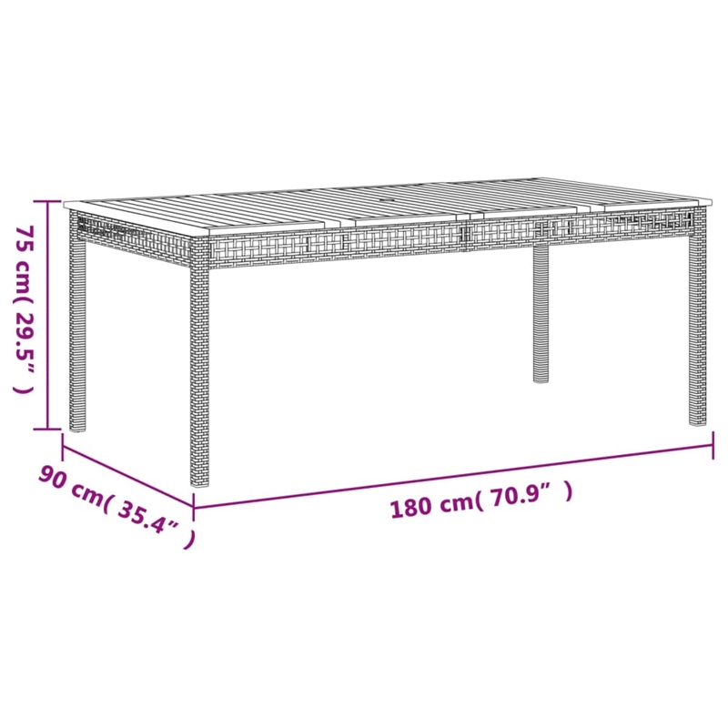 vidaXL Garden Dining Table in Gray and Brown