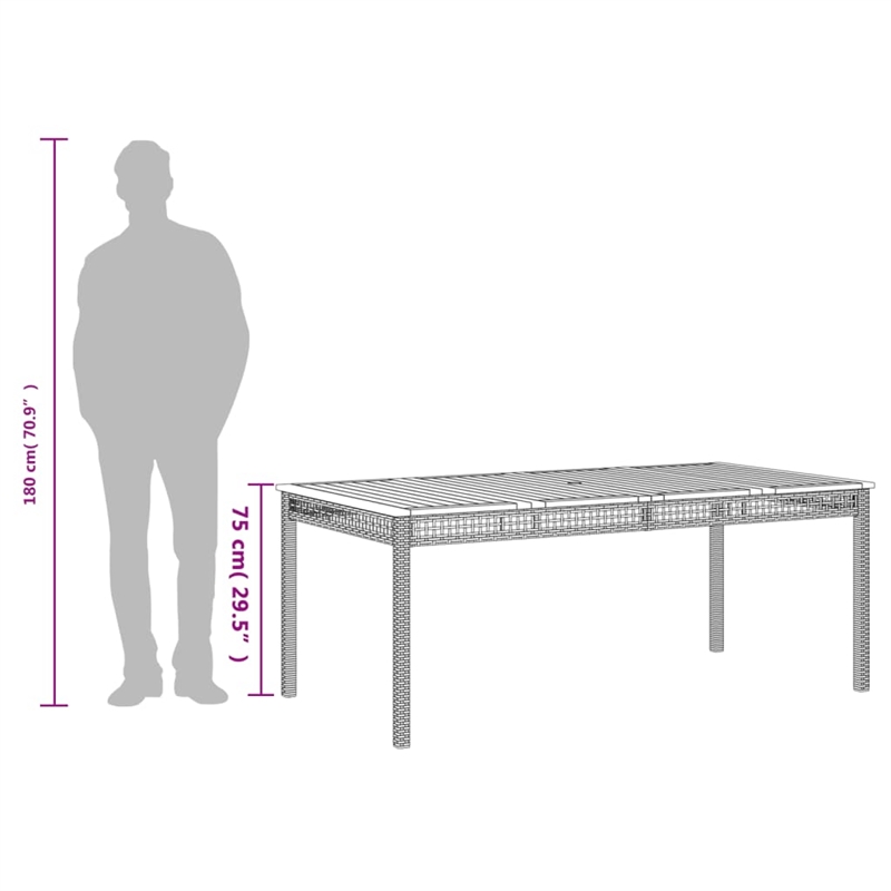 vidaXL Garden Dining Table in Gray and Brown