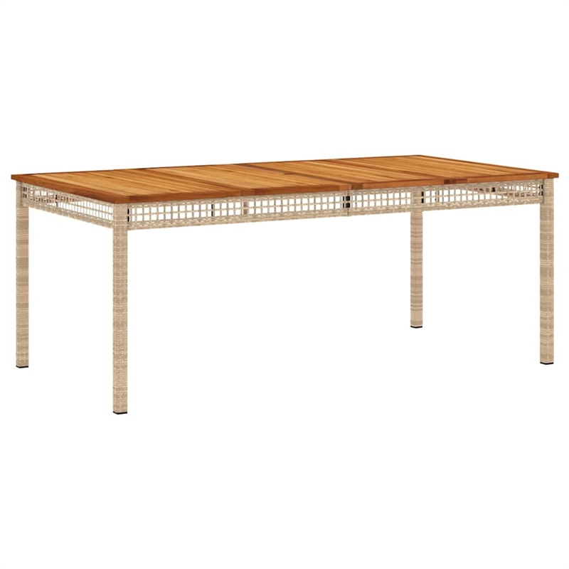vidaXL PE Rattan Large Durable Garden Dining Table in Beige