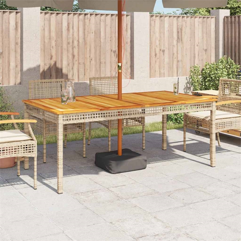 vidaXL PE Rattan Large Durable Garden Dining Table in Beige