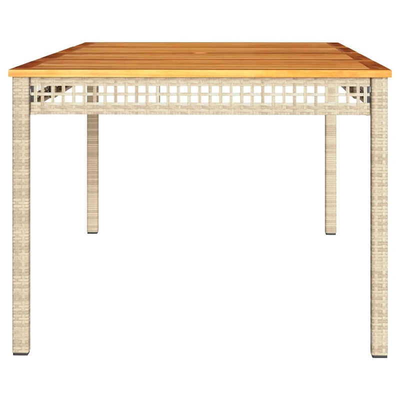 vidaXL PE Rattan Large Durable Garden Dining Table in Beige