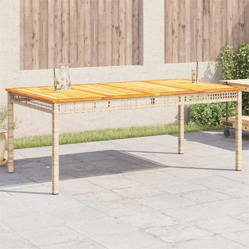 vidaXL PE Rattan Large Durable Garden Dining Table in Beige