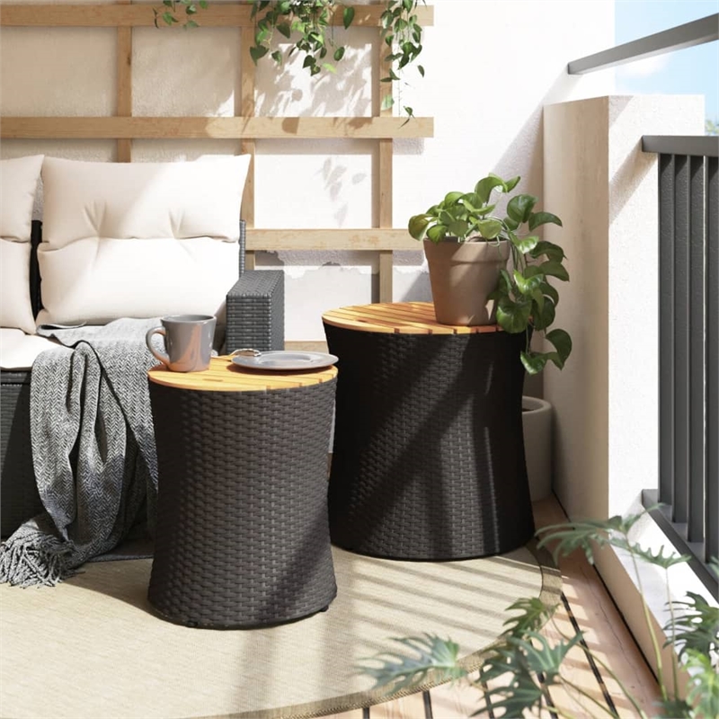 vidaXL Garden Side Table in Black and Brown