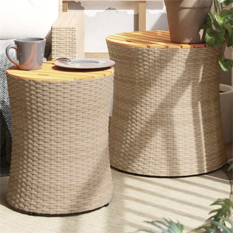 vidaXL Garden Side Table in Beige and Brown