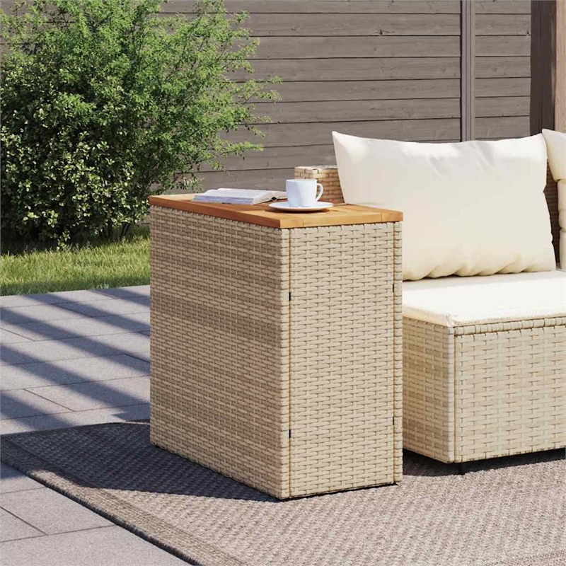 vidaXL PE Rattan Small Garden Side Table in Beige and Brown