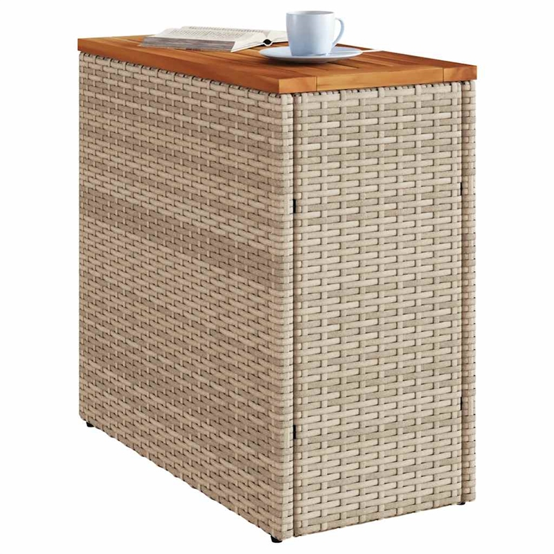 vidaXL PE Rattan Small Garden Side Table in Beige and Brown