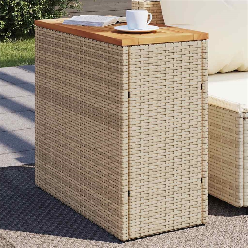 vidaXL PE Rattan Small Garden Side Table in Beige and Brown