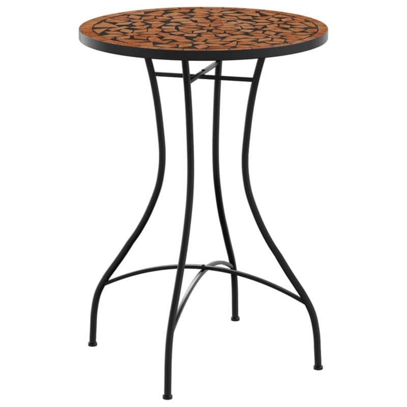 vidaXL Powder-Coated Iron Mosaic Bistro Table in Terracotta