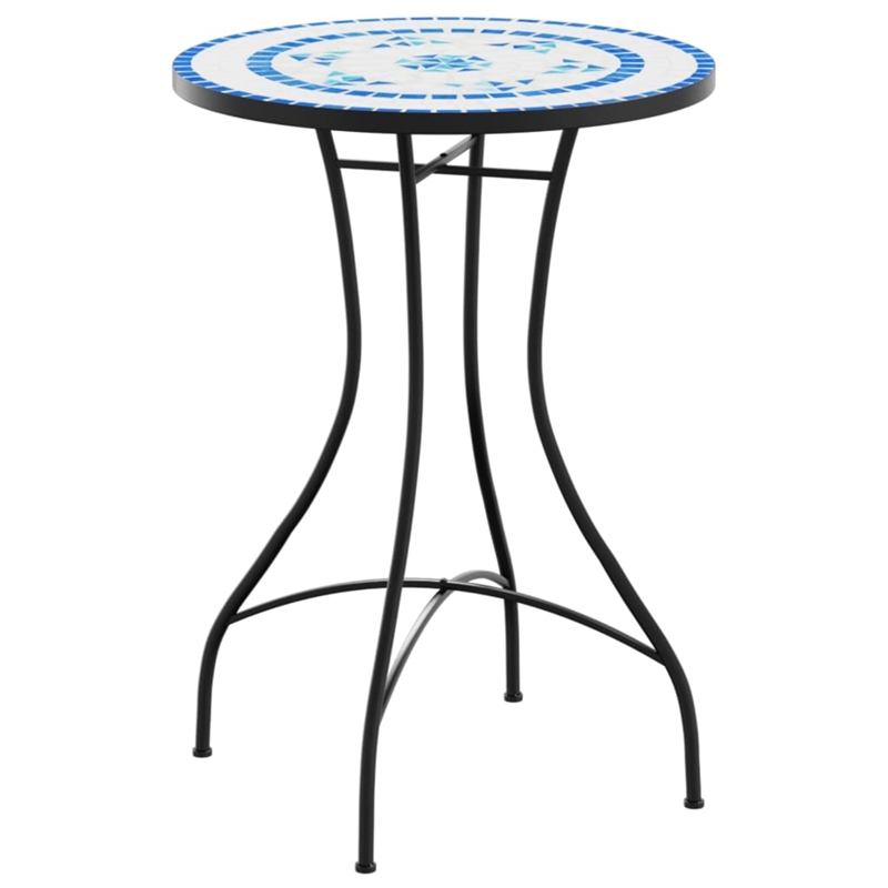 vidaXL Powder-Coated Iron Mosaic Bistro Table in Blue/White