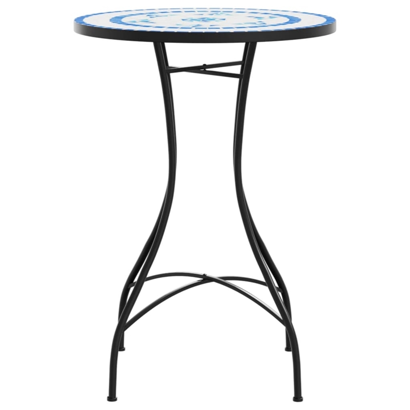 vidaXL Powder-Coated Iron Mosaic Bistro Table in Blue/White