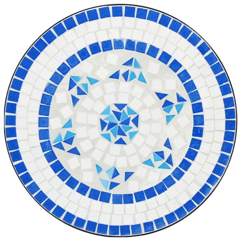 vidaXL Powder-Coated Iron Mosaic Bistro Table in Blue/White