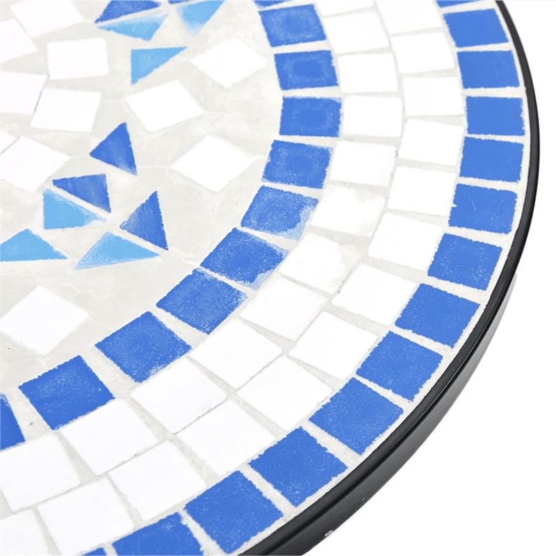 vidaXL Powder-Coated Iron Mosaic Bistro Table in Blue/White