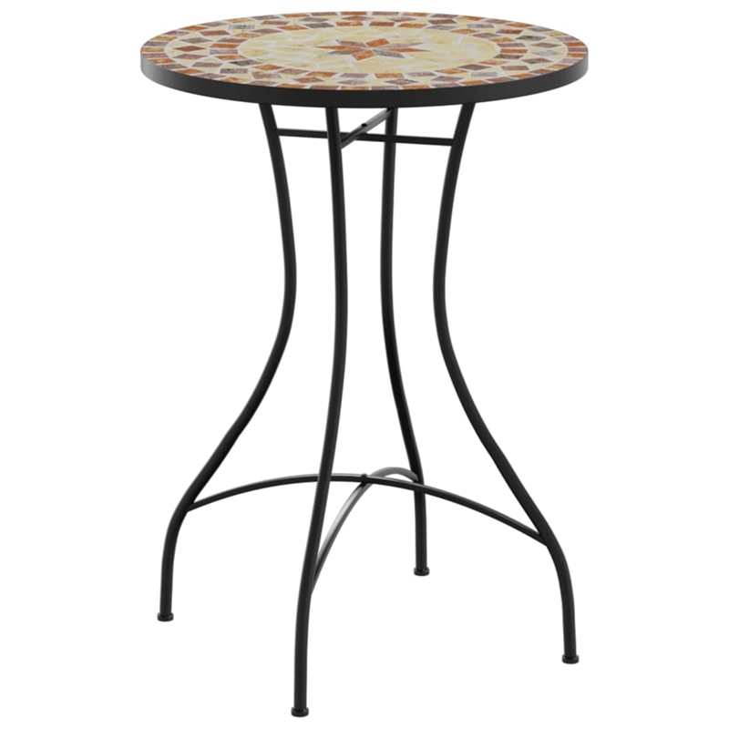 vidaXL Powder-Coated Iron Mosaic Bistro Table in Terracotta/White