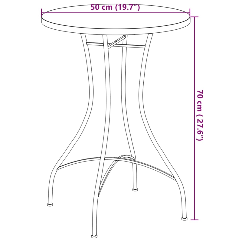 vidaXL Powder-Coated Iron Mosaic Bistro Table in Terracotta/White