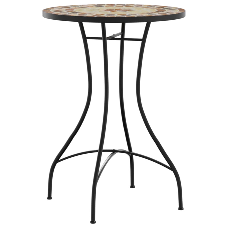 vidaXL Powder-Coated Iron Mosaic Bistro Table in Terracotta/White