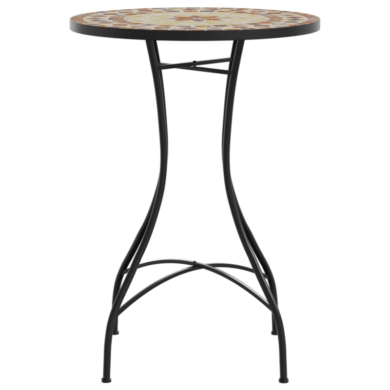 vidaXL Powder-Coated Iron Mosaic Bistro Table in Terracotta/White