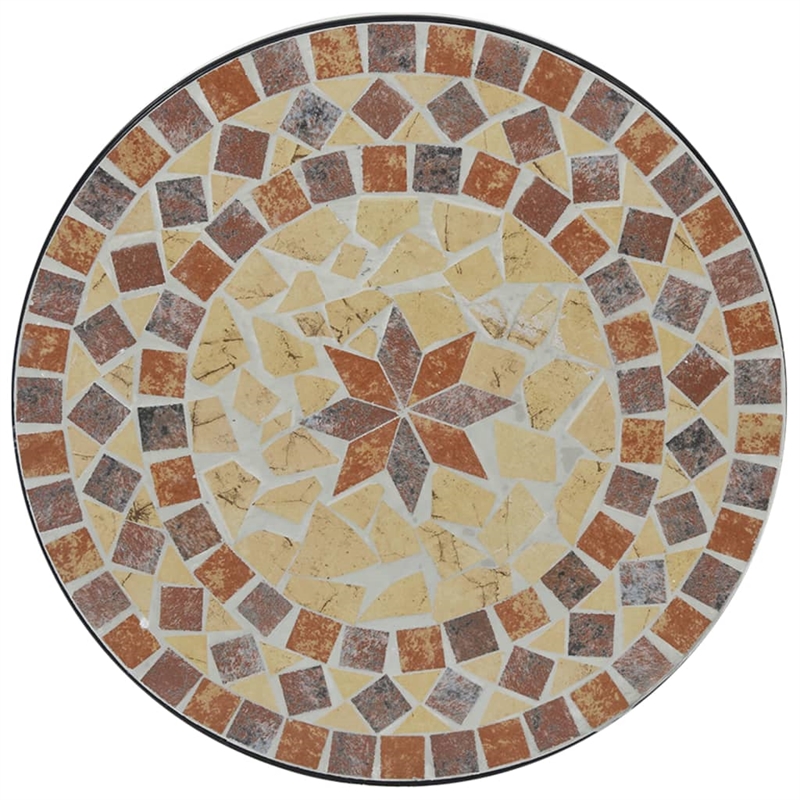 vidaXL Powder-Coated Iron Mosaic Bistro Table in Terracotta/White