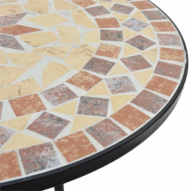 vidaXL Powder-Coated Iron Mosaic Bistro Table in Terracotta/White