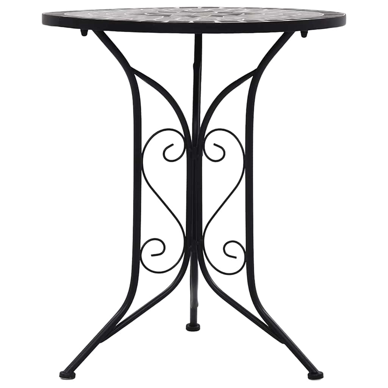 vidaXL Iron Frame with Ceramic Top Table in Black and Gray