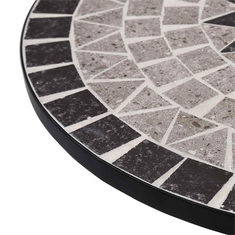 vidaXL Iron Frame with Ceramic Top Table in Black and Gray